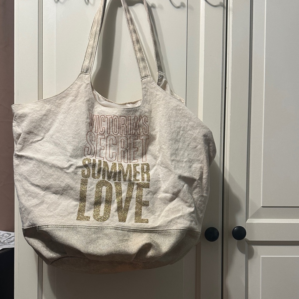 Victoria's Secret Cream and Gold Summer Love Tote